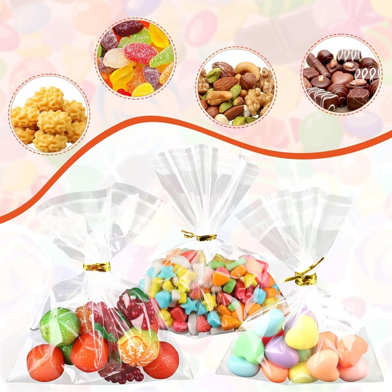 Lemicin 200Pcs Cookie Bags 7x7 Inches Self Sealing Cellophane Bags Self Adhesive Resealable Clear Large Cookie Bags with Twist Ties for Gift Giving Party Favors Bag - Image 4